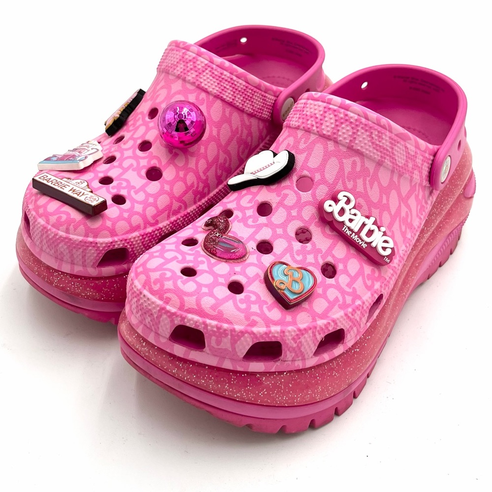 Barbie The Movie Mega Crush Clog Hot Pink Platform Crocs with Jibbitz